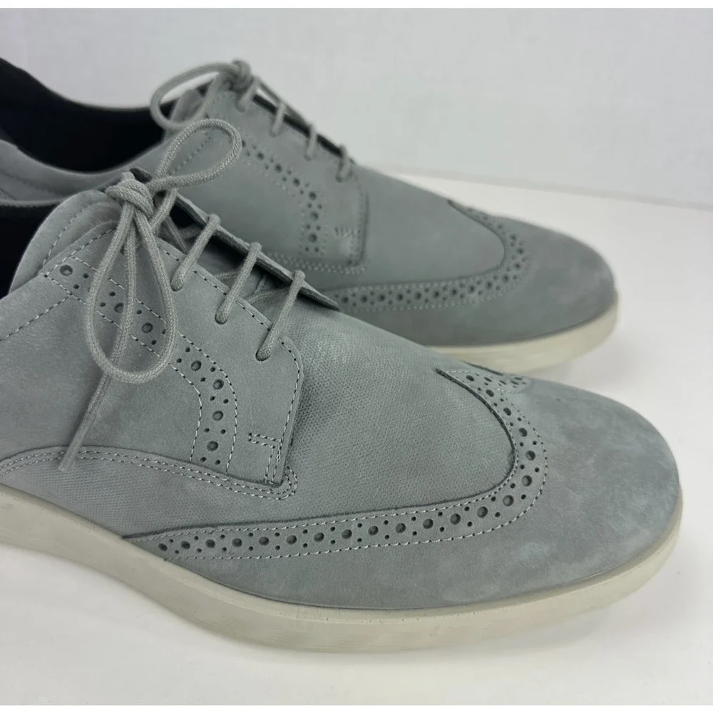 ECCO S Lite Hybrid Grey Oxford Wingtip Shoes Nubuck Brogue EU 45 Men's US 11 - Picture 10 of 16